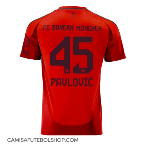 Camisa de time de futebol Bayern Munich Aleksandar Pavlovic #45 Replicas 1º Equipamento 2024-25 Manga Curta